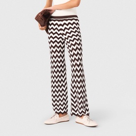 Zig Zag High-Rise Crochet Flared Trousers