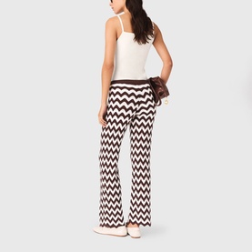 Zig Zag High-Rise Crochet Flared Trousers