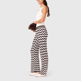 Zig Zag High-Rise Crochet Flared Trousers