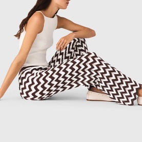 Zig Zag High-Rise Crochet Flared Trousers