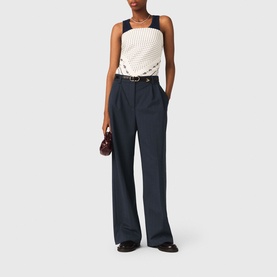 Pinstripe High-Rise Wide Leg Suit Trousers