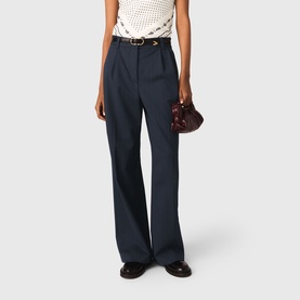 Pinstripe High-Rise Wide Leg Suit Trousers