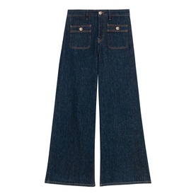 Patch Pocket High-Rise Wide Straight Leg Jeans