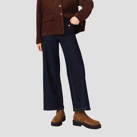 Patch Pocket High-Rise Wide Straight Leg Jeans