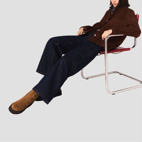 Patch Pocket High-Rise Wide Straight Leg Jeans