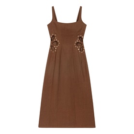 Linen Cut Out Flared Dress