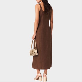 Linen Cut Out Flared Dress