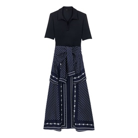 Polka Dot Paisley Polo Flared Dress