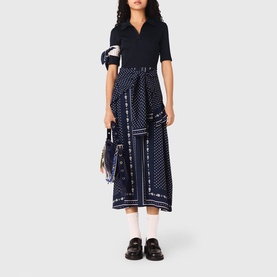 Polka Dot Paisley Polo Flared Dress