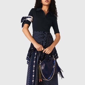 Polka Dot Paisley Polo Flared Dress