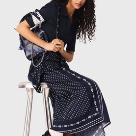 Polka Dot Paisley Polo Flared Dress