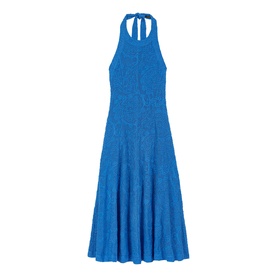 Floral Halterneck Backless Flared Dress