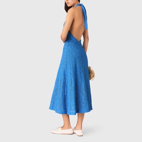 Floral Halterneck Backless Flared Dress