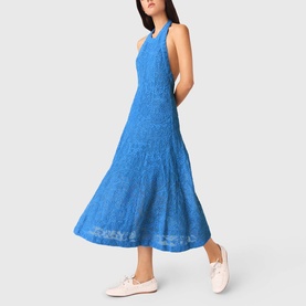 Floral Halterneck Backless Flared Dress