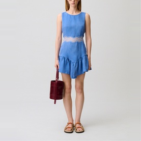 Lace Trim Mini Flared Dress