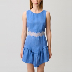 Lace Trim Mini Flared Dress