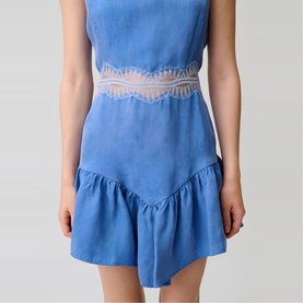 Lace Trim Mini Flared Dress