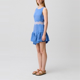 Lace Trim Mini Flared Dress