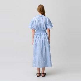 Striped Cinched Flared Dress
