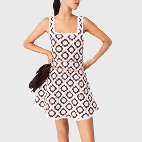 Floral Crochet Mini Knitted Dress