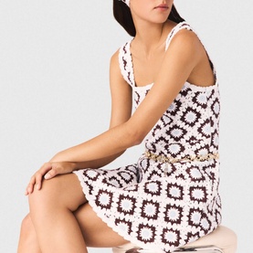Floral Crochet Mini Knitted Dress