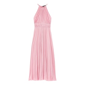 Pleated Halter Flared Dress