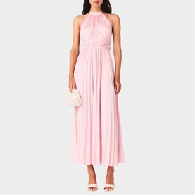 Pleated Halter Flared Dress