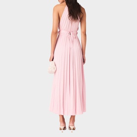 Pleated Halter Flared Dress