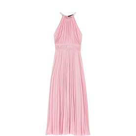 Pleated Halter Flared Dress
