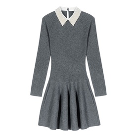 Beaded Collar Mini Knitted Dress