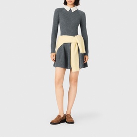 Beaded Collar Mini Knitted Dress