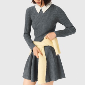 Beaded Collar Mini Knitted Dress