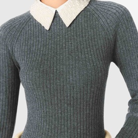 Beaded Collar Mini Knitted Dress