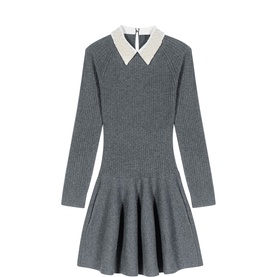 Beaded Collar Mini Knitted Dress