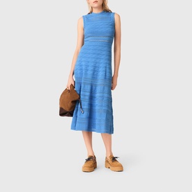 Pointelle Knitted Flared Dress