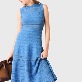 Pointelle Knitted Flared Dress