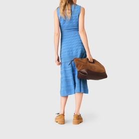Pointelle Knitted Flared Dress