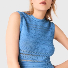 Pointelle Knitted Flared Dress