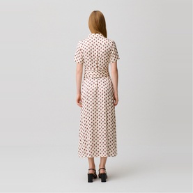 Floral Ruched Belt Flared Dress