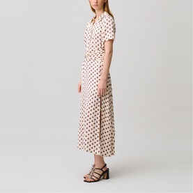 Floral Ruched Belt Flared Dress