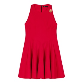 Removable Brooch Mini Flared Dress