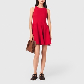 Removable Brooch Mini Flared Dress