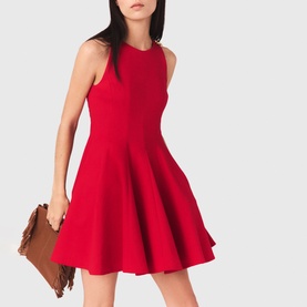 Removable Brooch Mini Flared Dress