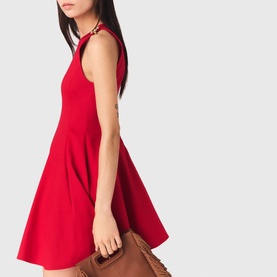 Removable Brooch Mini Flared Dress