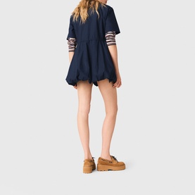 Drawstring Bubble Mini Shirt Dress