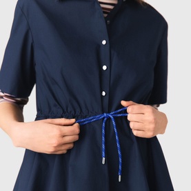 Drawstring Bubble Mini Shirt Dress