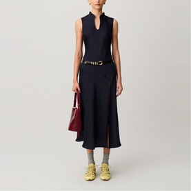 Keyhole Side Slit Flared Dress