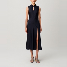 Keyhole Side Slit Flared Dress