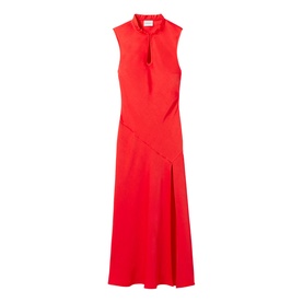 Ruffle Trim Keyhole Flared Dress
