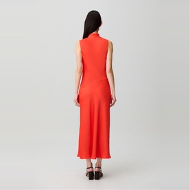 Ruffle Trim Keyhole Flared Dress